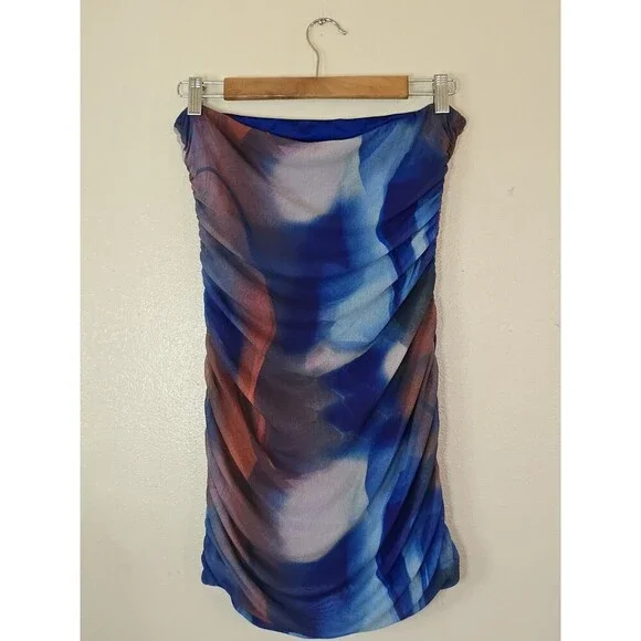 Princess Polly Micah Strapless Mini Dress Bodycon Blue Multicolor Size 10 - Picture 6 of 11
